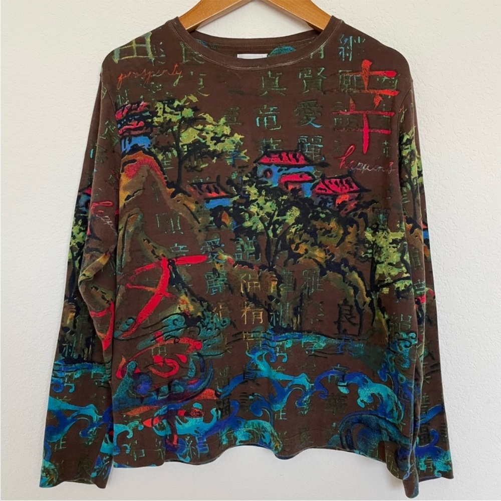 CHICO top cotton japan brown print